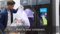 See how to use the new TOMRA R1 reverse vending machine! TOMRA R1 brings easy, mess-free recycling and lets you pour over 100 empty drink containers into the machine in one go - rather than inserting them one by one. (Accepts cans and plastic bottles only.)